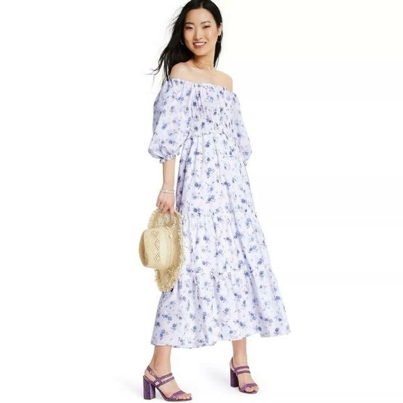 LoveShackFancy x Target Gemma Floral Midi/Maxi Dress Size Large Puff Sleeve - Picture 1 of 14